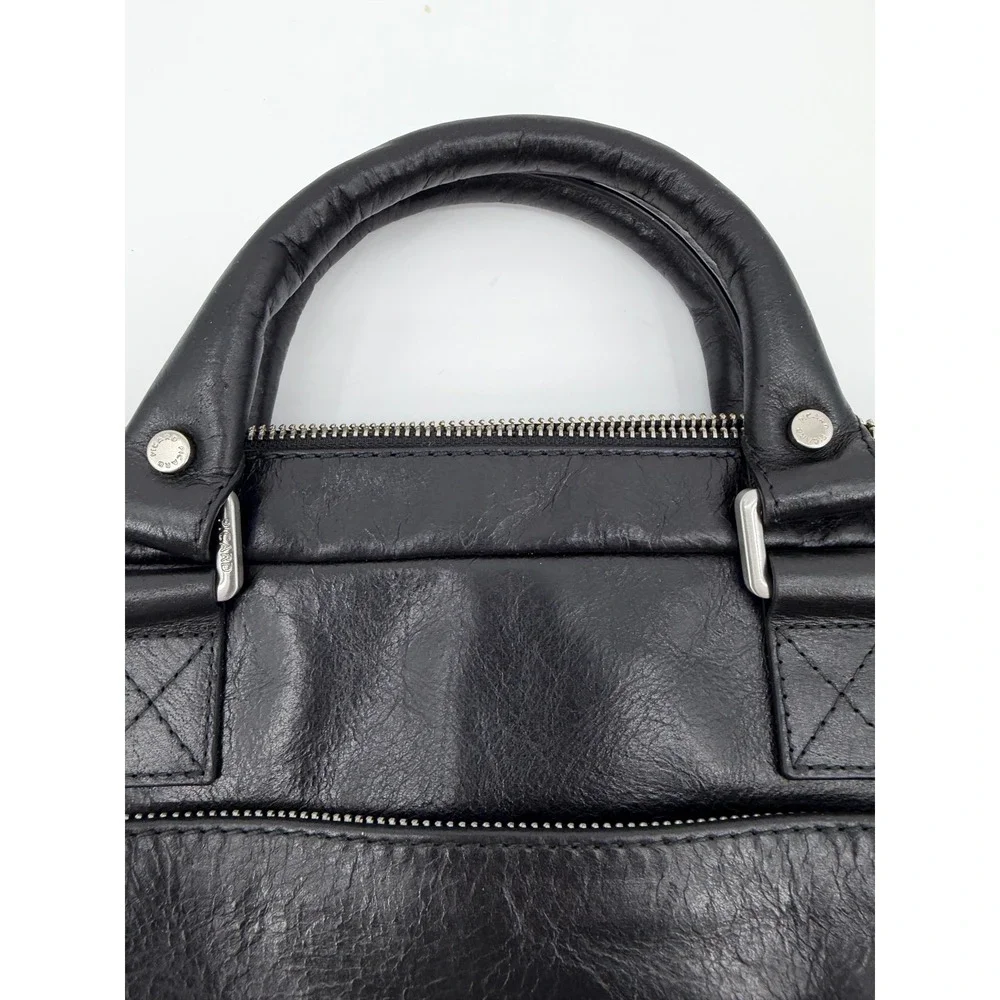 Picard Black Leather Briefcase Slim Laptop Bag Made in Europe NWT